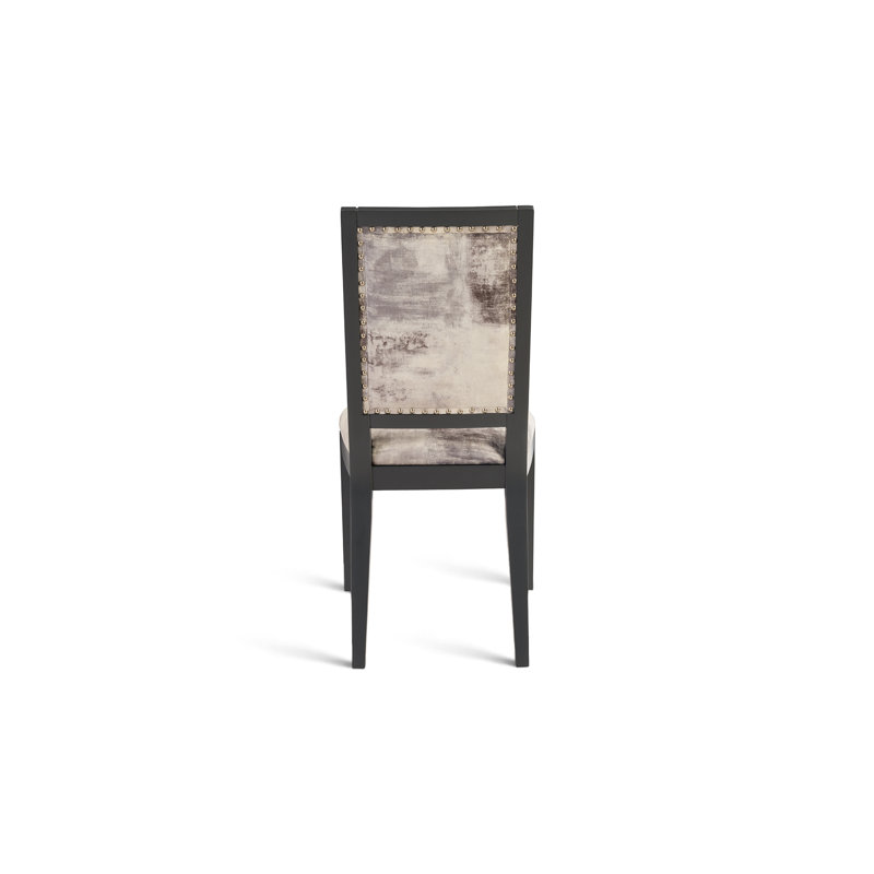 Gray and Black Upholstered Solid Wood Side Chair