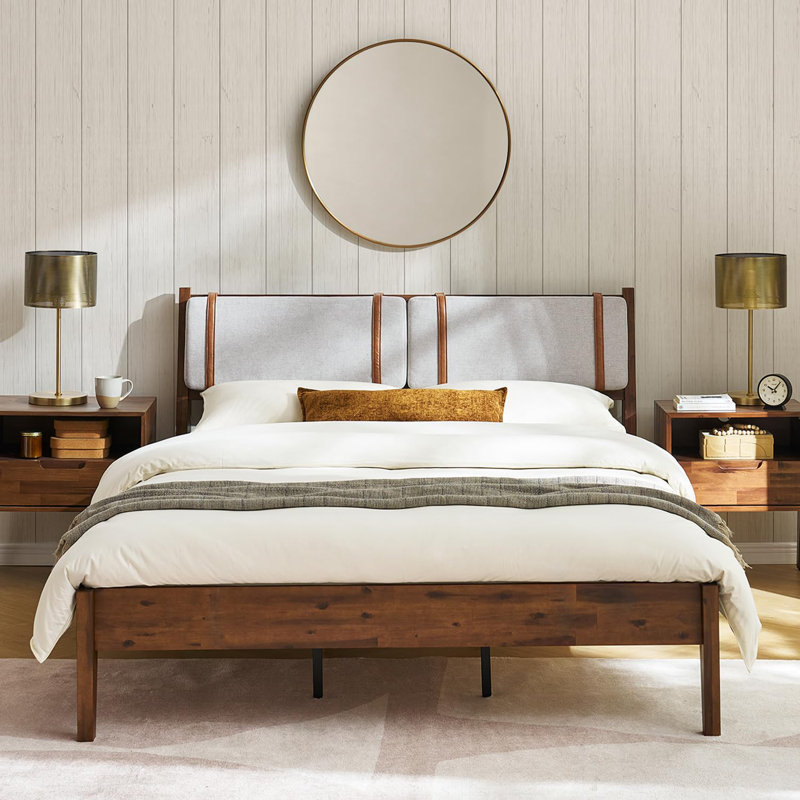 Faheemah Ted Bed, Walnut, Queen Upholstered
