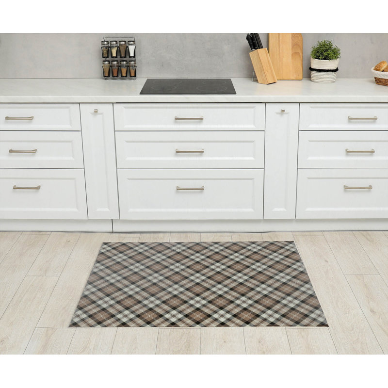 Tapis de cuisine à carreaux Anthony, Taupe, Rectangulaire 2 pi x 3 pi