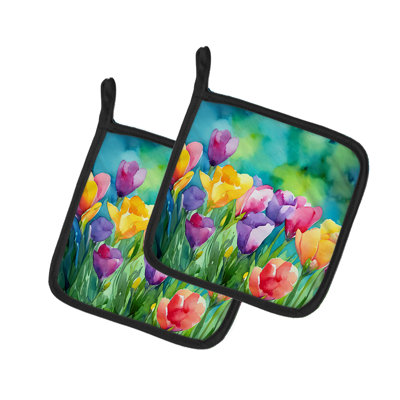 Caroline's Treasures Floral Polyester Potholder Set