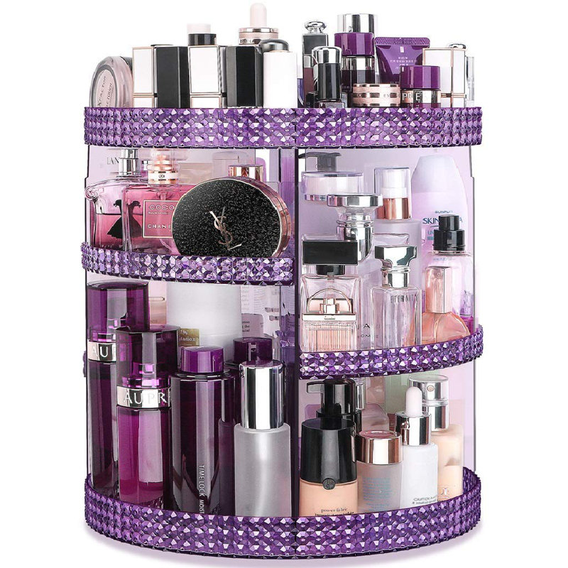 Organisateur de maquillage rotatif à 360 degrés avec rangement réglable à 7 niveaux, présentoir à cosmétiques de grande capacité pour brosses, soins de la peau et accessoires de beauté, conception en acrylique durable