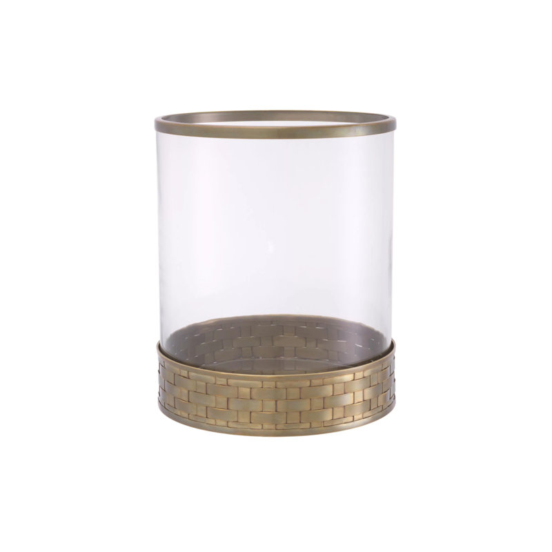 Lausanne Hurricane Candle Holder, Brass, 10.63" H x 8.86" W x 8.86" D