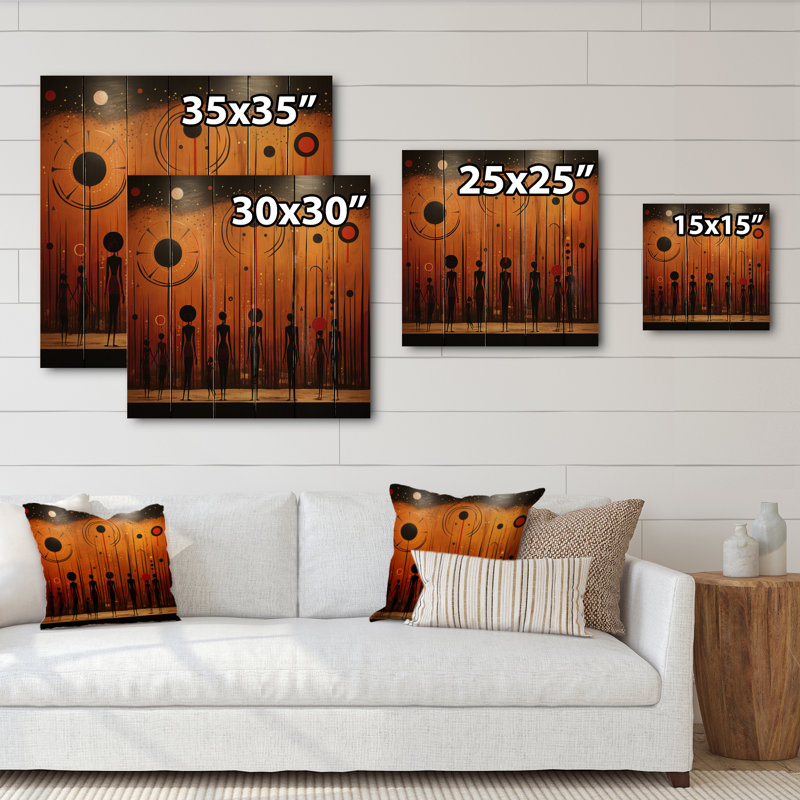Tribus d'Afrique, Traditions anciennes I sur bois, H 30 po x l 30 po x P 0,78 po