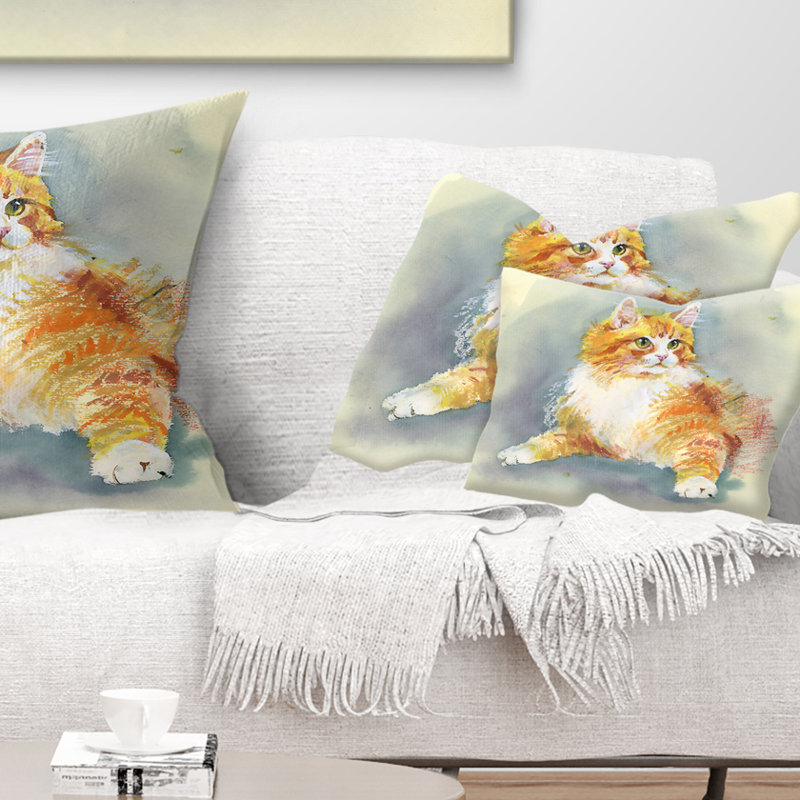 Coussin aquarelle dessiné à la main - imprimé animal
