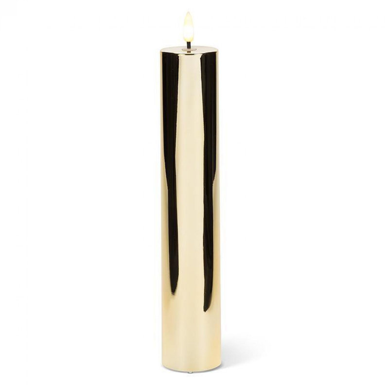 Flameless Led Pillar Candle, 10" H x 2" W x 2" D, Gold