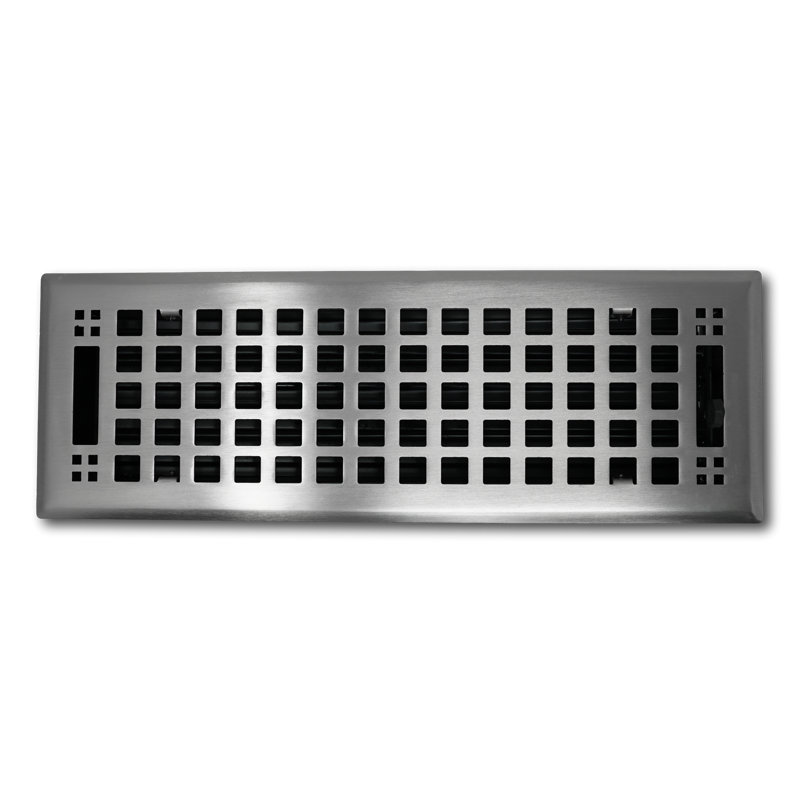 Registre de fixation en métal pour plancher / mur, Nickel brossé, L 4 po x L 14 po (l 5,25 po x L 15,5 po)