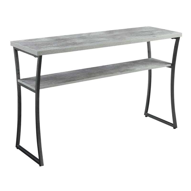 Meisha 47.25'' Solid Wood Top Console Table, Faux Birch Top/Black Base
