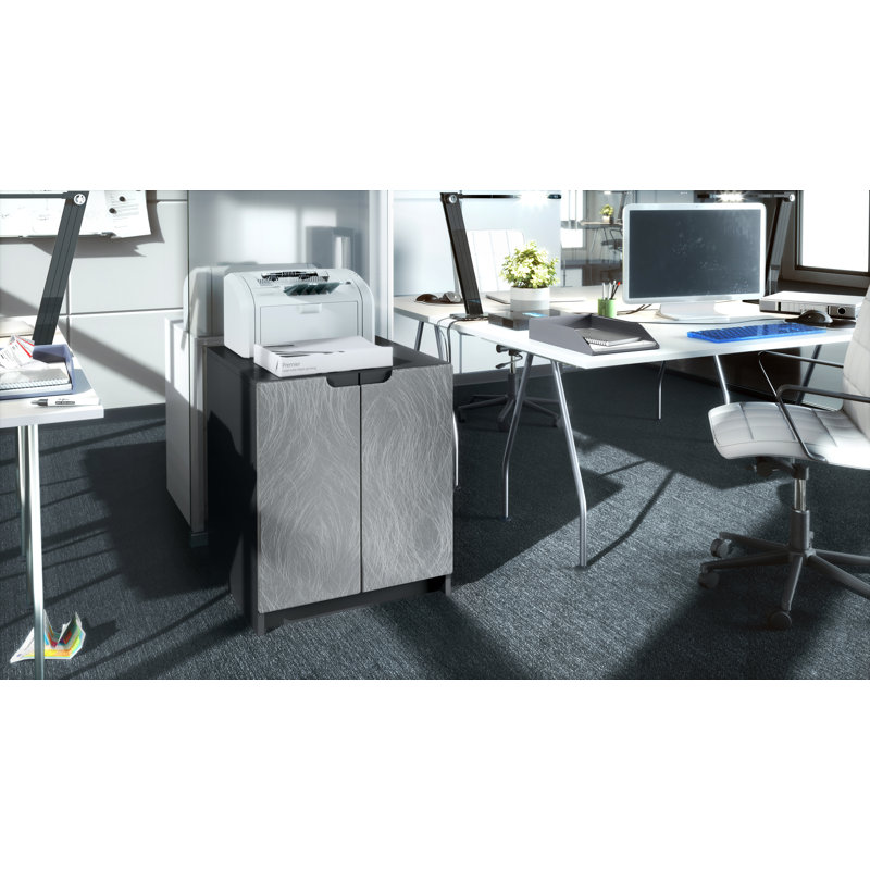 Logan 2 -Door 1 -Shelf, Black/Off Silver