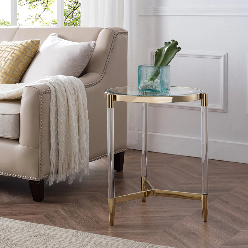 Raymiah Glass Top End Table
