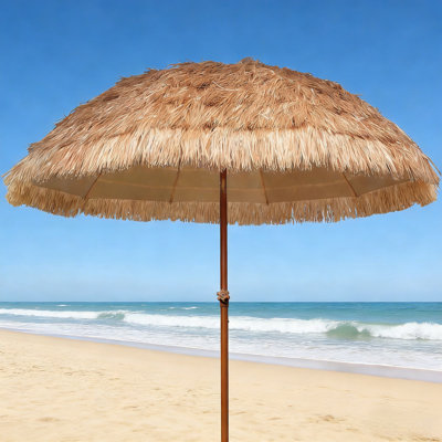 7.5FT Portable Tiki Umbrella  – For Outdoor Tiki Bar, Tropical Palapa, Patio Garden Beach Pool Backyard