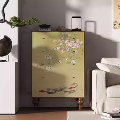 Elegant Five Drawer Solid Wood Storage Cabinet