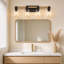 Applique murale rustique de salle de bain 4 lumières en bois massif avec abat-jour en verre clair pour salle de bain