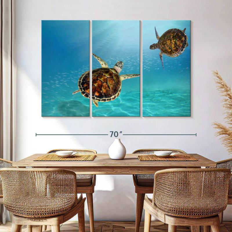 Underwater Hawksbill Turtles, 42" H x 65" W