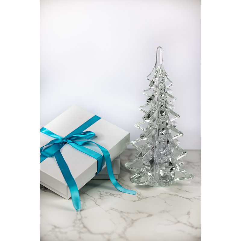 Mouth Blown Art Glass 12" Christmas Tree, 10" H