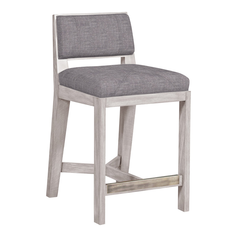 Thom Filicia Solid Wood 26.5" Counter Stool, Dove Gray, Nomad Slate Crypton® Chenille