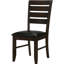 2 chaises d'appoint en cappuccino 2 pièces - siège rembourré noir, style salle à manger rembourré, dossier