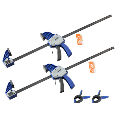 Pinces de bar pour le travail du bois, pince / épandeur à une main de 24 pouces, pince en F à prise rapide avec une limite de charge de 340 lb, plastique de qualité supérieure et acier au carbone, pour le travail du bois, bleu + noir