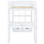Lit mezzanine blanc avec tablettes de rangement pratiques, bureau et éclairage à DEL en bois massif-873464807-873463832