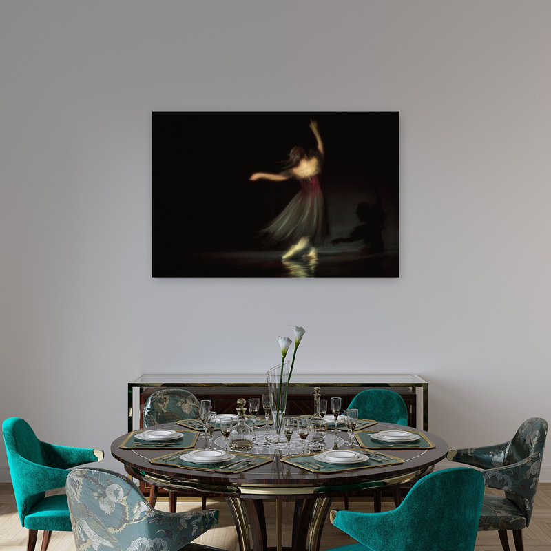 Tableau abstrait et élégant représentant un jeu d'ombres dansantes, H 32 po x l 48 po