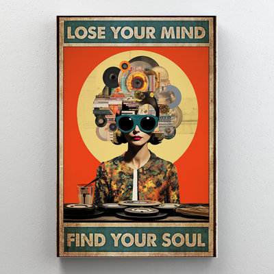 «Compact Discs Lose Your Mind», reproduction d'art rectangulaire sur toile tendue 1 pièce | 0347