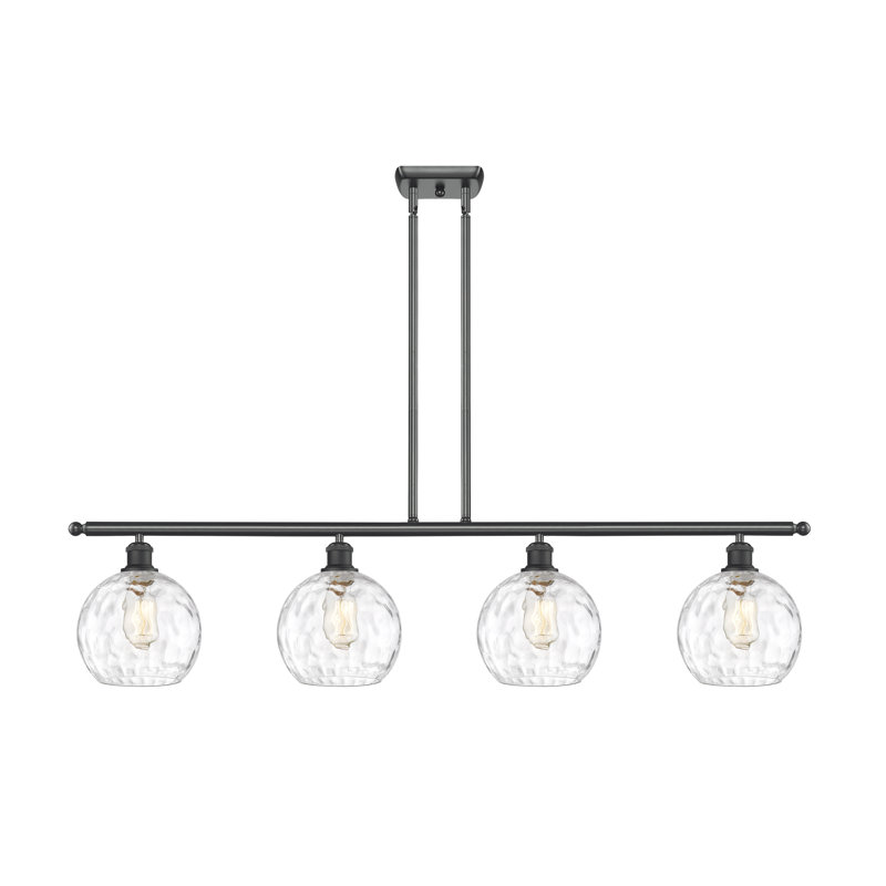 Luminaire suspendu linéaire à 4 lumières pour îlot de cuisine Roxane, DEL, Noir mat