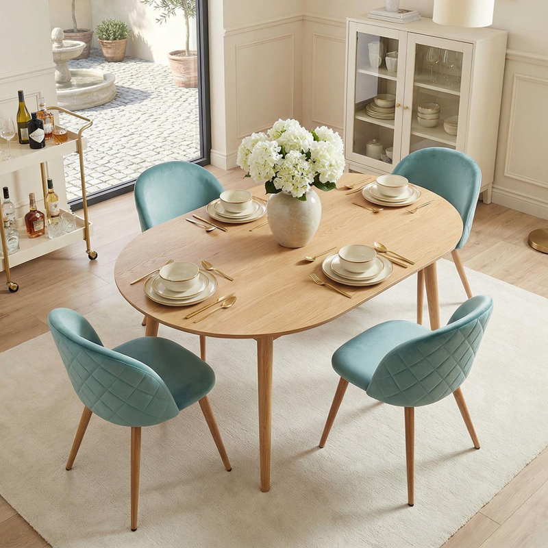 45cm H Upholstered Upholstered Back Side Chair, Aqua