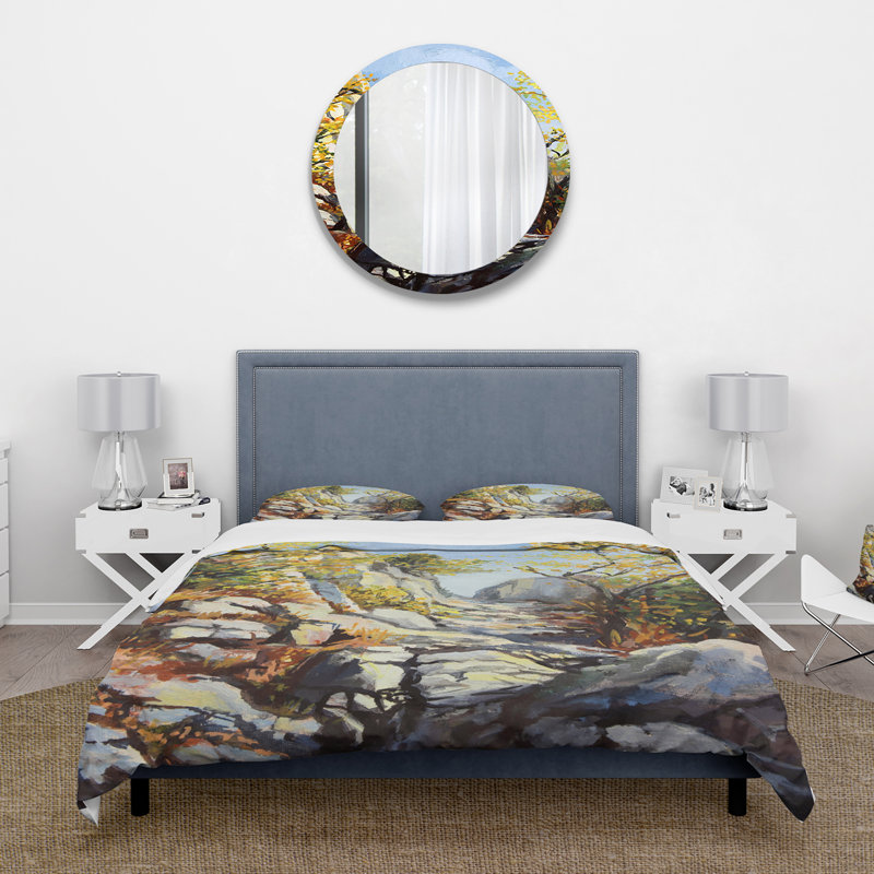 Marble Path In Autumn - Ensemble de housse de couette traditionnel - Microfibre de polyester