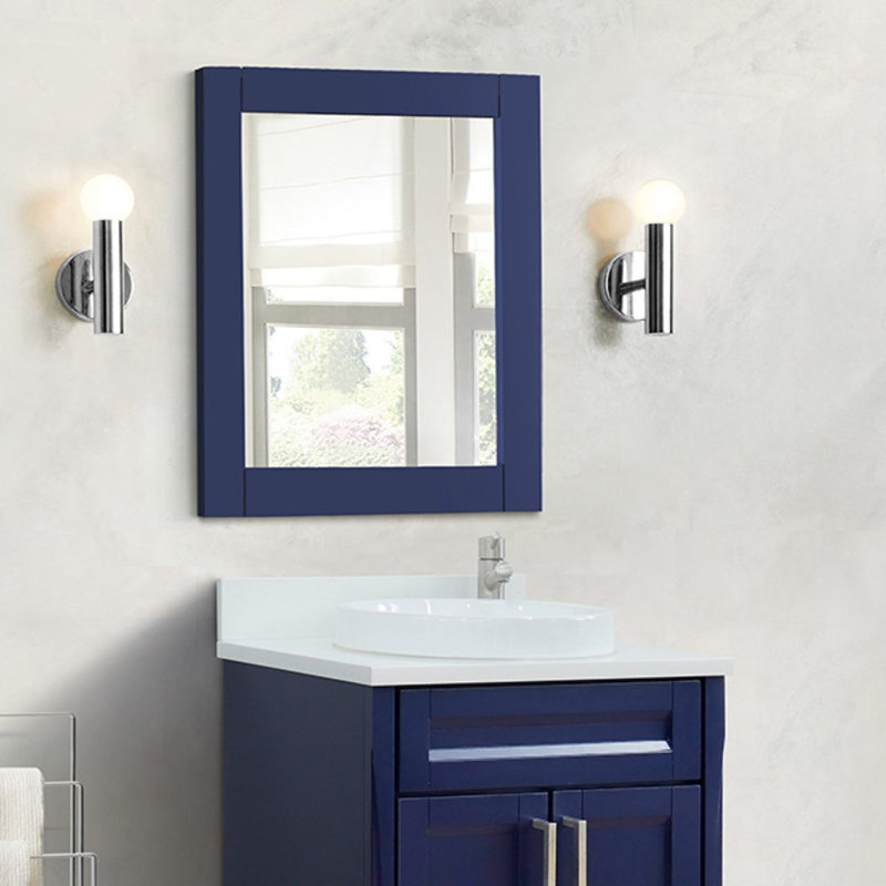 Miroir de salle de bain Olliyah, Bleu, 28 po x 30 po