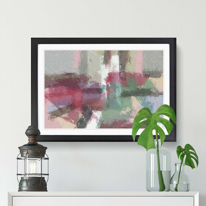 Abstract Art Painting Vol.111 by S.Johnson - Framed Print, 45cm H x 63cm W x 2cm D, Black Framed