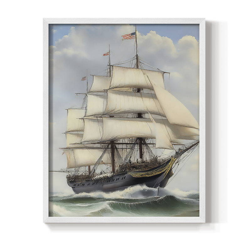NAUTICAL Series LXI, reproduction encadrée - bois massif, H 30 po x l 24 po, Blanc
