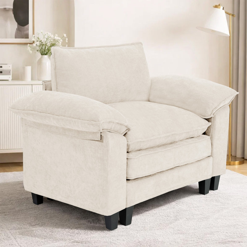 Fauteuil d'appoint rembourré Modern Comfy, Tissu beige