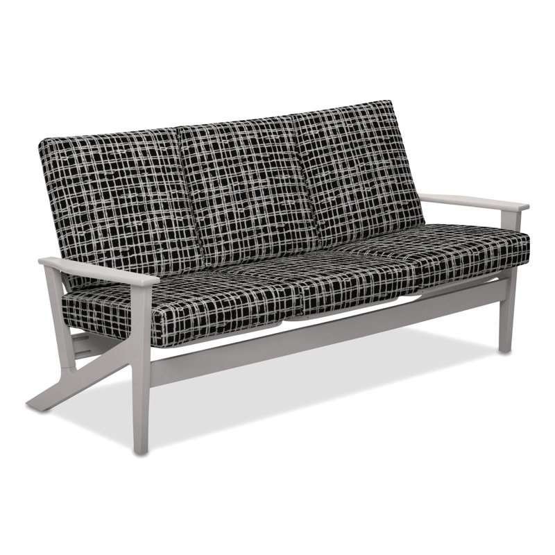 Chrisa 74.5'' Wide Patio Sofa with Cushions, Marais Classic, Snow