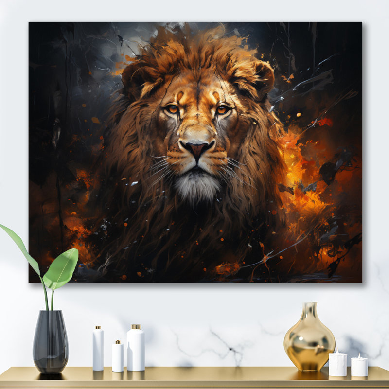 Photographie de lion avec II, H 34 po x l 44 po x P 1,5 po, Toile tendue