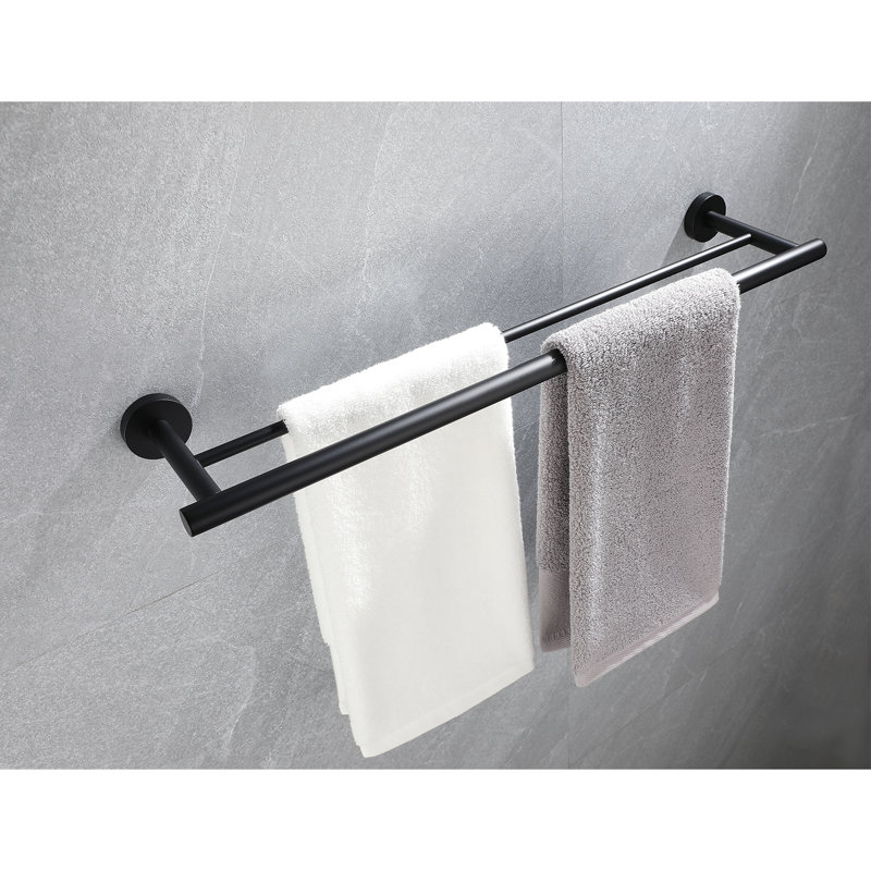 Porte-serviettes mural noir mat - Acier inoxydable, pratique pour une utilisation quotidienne, Noir mat