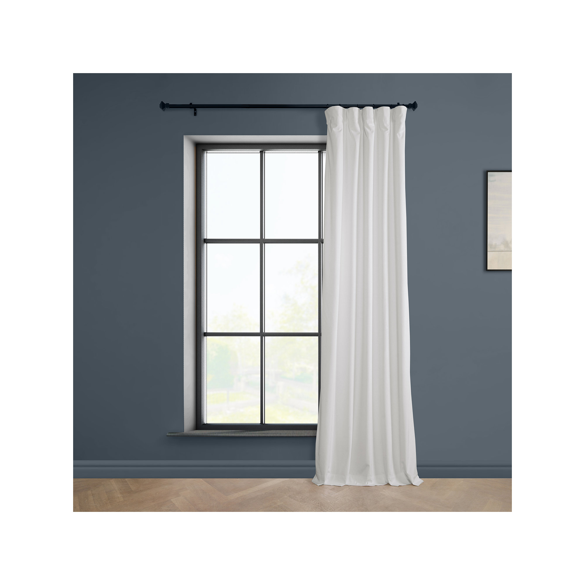 Matra Plush Velvet Curtains for Bedroom - Room Darkening Curtains for Living Room Window Single Panel, Pillow White