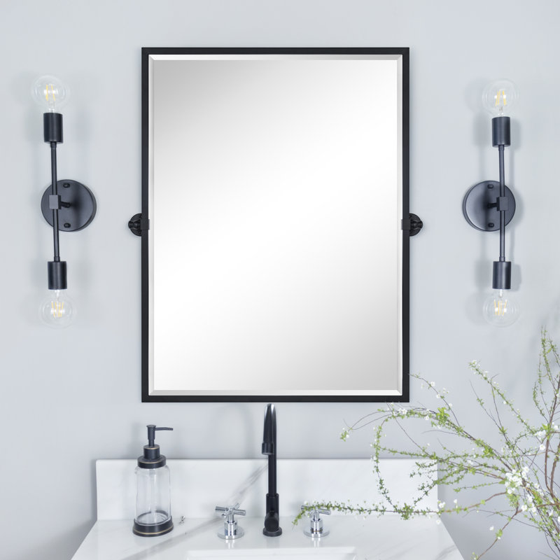 Metal Rectangle Mirror, Matte Black, 40" x 30"