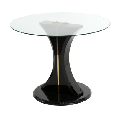 47.2" Modern Round Tempered Glass-Topped Pedestal Dining Table, Clear Glass Dining Table with Stable Base for the Dining Room, Breakfast Nook, and Home Office
