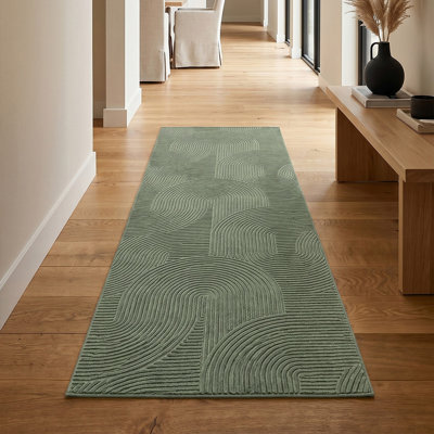Tapis de passage en sauge lavable à la machine moderne Elion