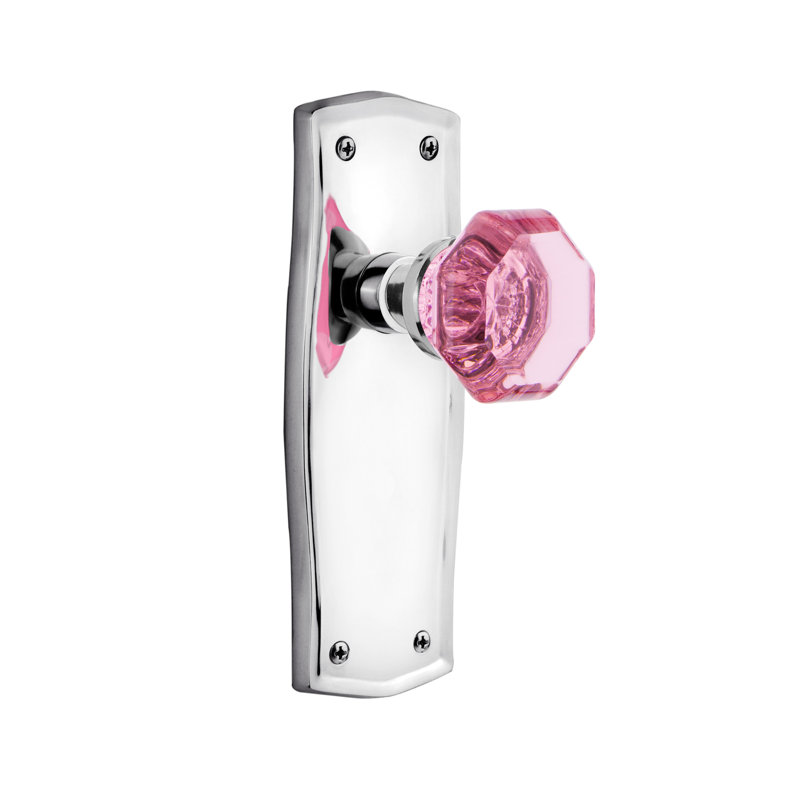 Plaque Prairie avec bouton de porte rose Waldorf, Chrome brillant