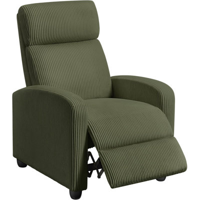 Mid-Century Recliner Sofa - Upholstered Single Reclining Chair With Adjustable Positions For Living Room, Bedroom Or Home Theater