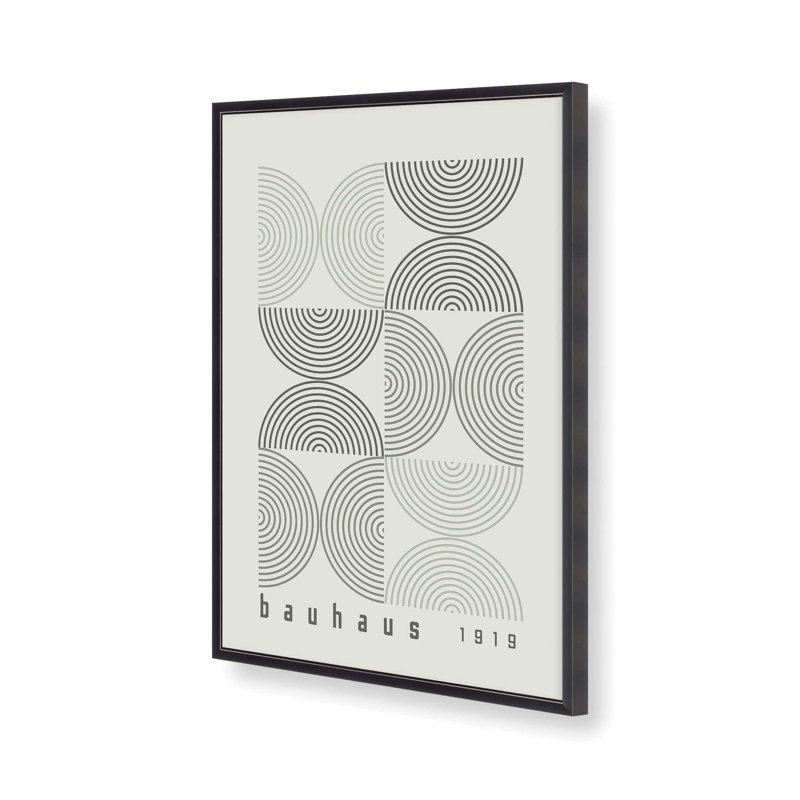 Green Bauhaus Composition Poster I Print, Framed Print without Mat, Weathered Zinc, 15.25" H x 12.25" W x 1.25" D