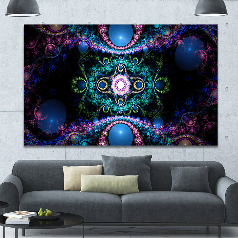 « cabalistic blue fractal pattern »-imprimé, H 20 po x l 40 po x P 1po, Toile