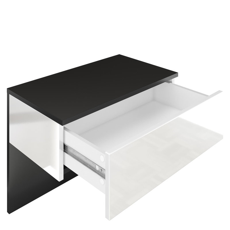 Nightstand Wasilewski, White, Black