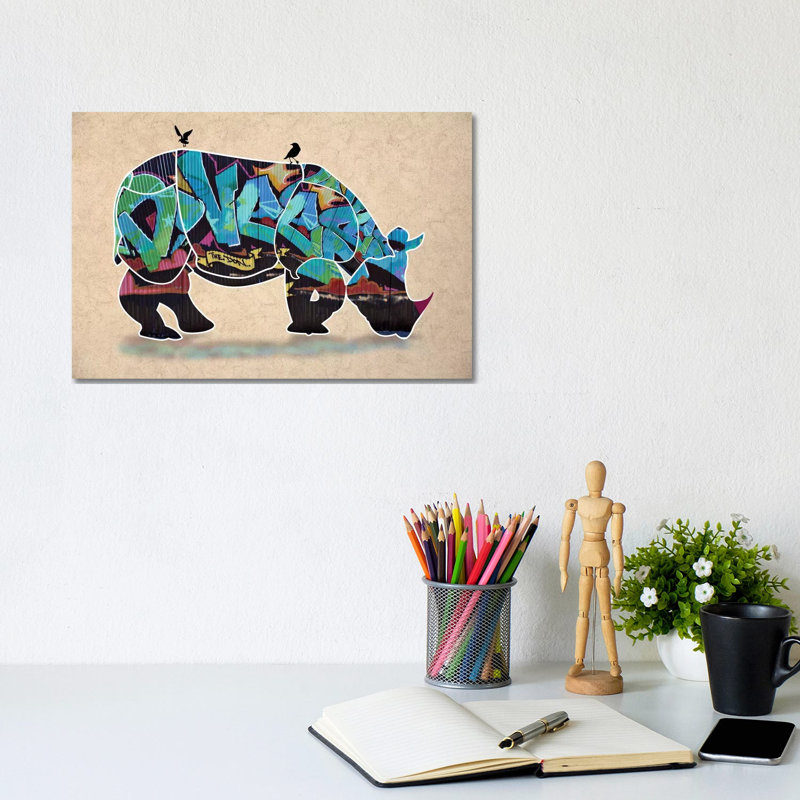 Rhino II by Mark Ashkenazi - Wrapped Canvas Gallery-Wrapped Canvas Giclée, 20.32 cm H x 30.48 cm W