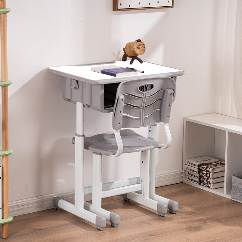 Ensemble de bureau d'art 23,62 po Kinga, Blanc / Gris