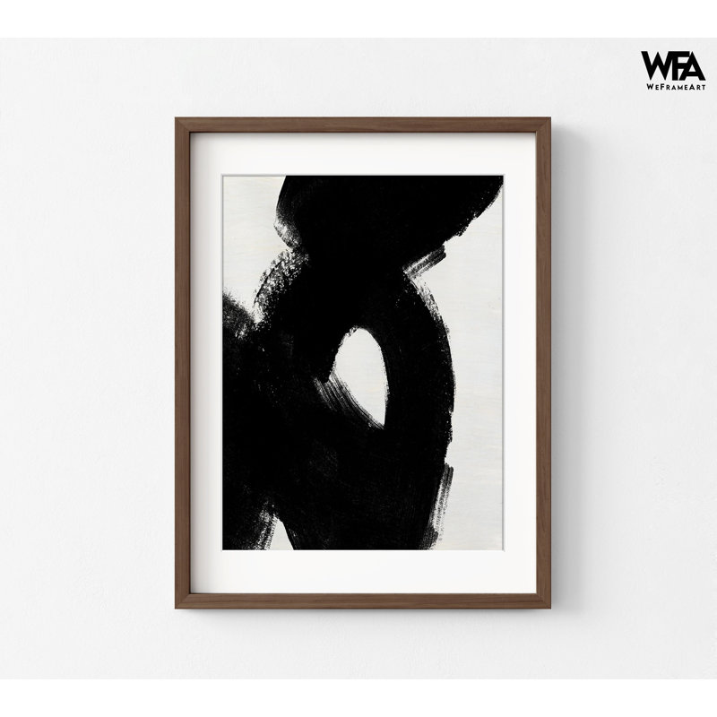 «Block Brushwork IV» par June Erica Vess, très grand décor de chambre d'hôtel noir et blanc, décoration murale encadrée abstraite noire