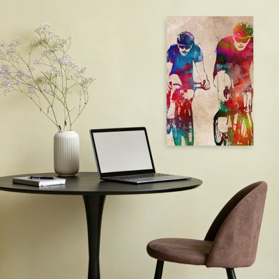 «Vibrant Cycling Duo», art mural contemporain