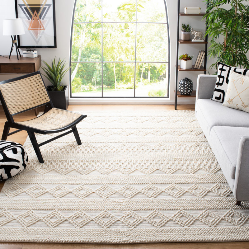 Natura Handwoven Wool/Cotton Beige Area Rug, Square 10'