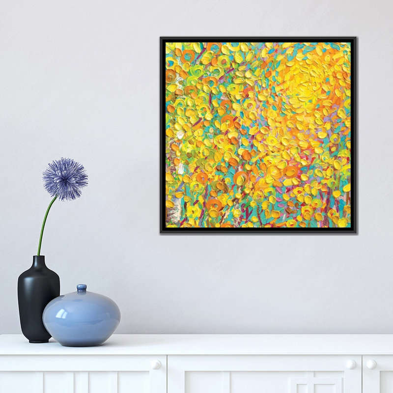 " YM 099 " by Iris Scott Abstracts, 18" H x 18" W x 1.5" D, Black Framed Canvas, No Mat
