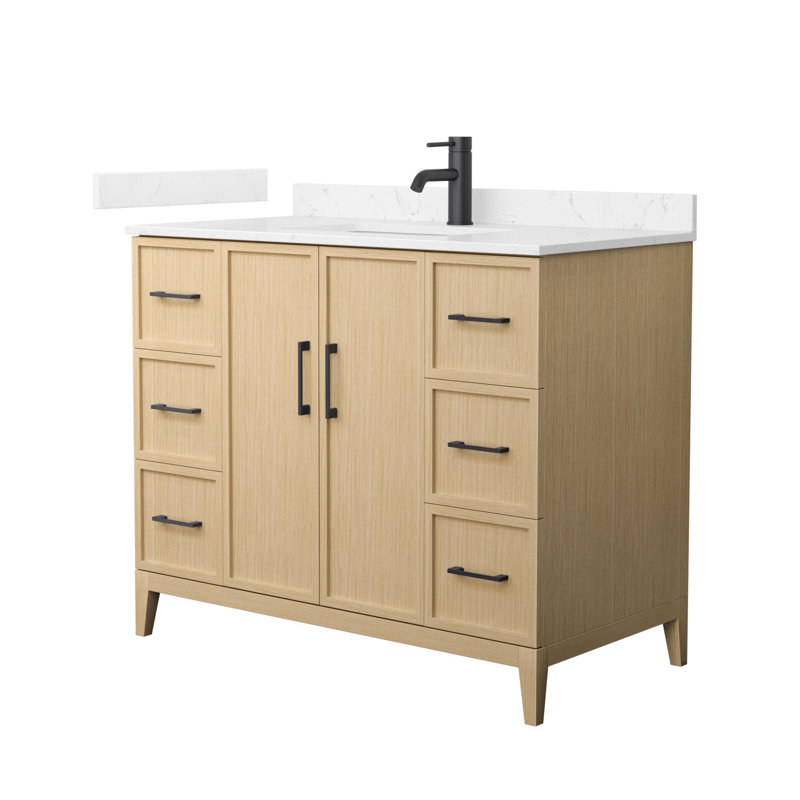 Elan 42'' W Vanity, Matte Black, Tan, White Cultured Marble